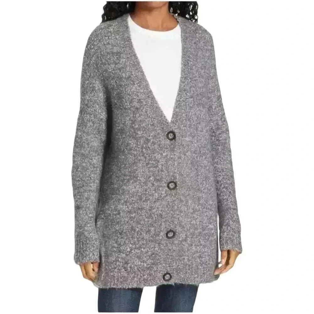 ATM Grey Alpaca Blend Oversized Button Cardigan Sweater Anthony Thomas Melillo L - Picture 4 of 6